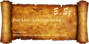 Bartko Szilveszter névjegykártya